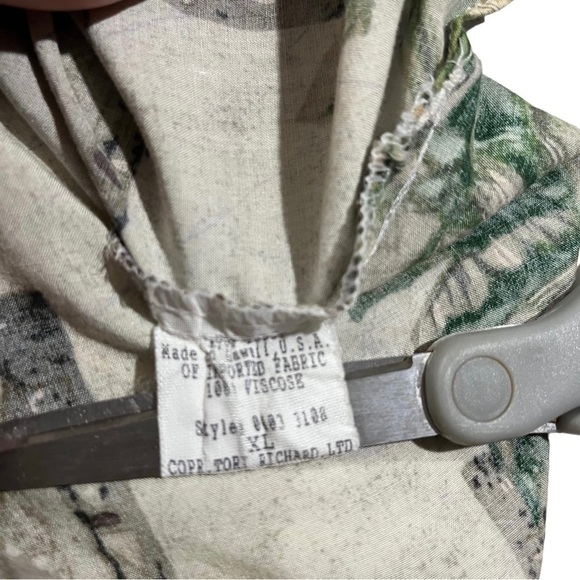 Tori Richard Men XL Aloha Shirt Palm Tree All Over Brown Green Made In Hawaii - Picture 13 of 14